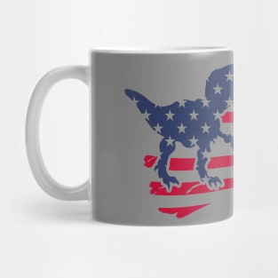 4th Of July Dinosaur Red White Rawr T Rex USA American Flag Mug